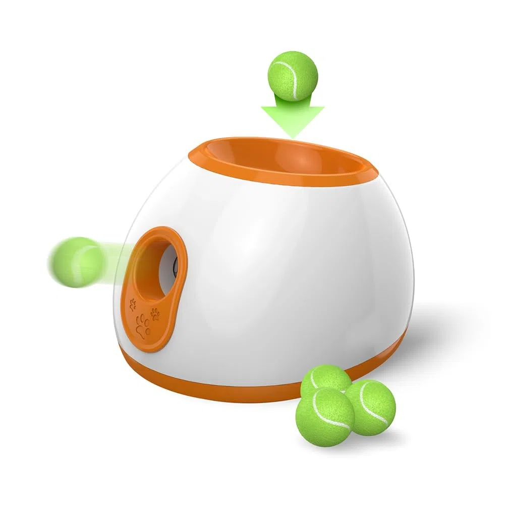 Dispensador de Pelotas para Perros, Juguete para Exteriores, Dispensador Automático de Pelotas, Máquina Lanzadora de Juguetes para Perros Que Estimulan Mentalmente