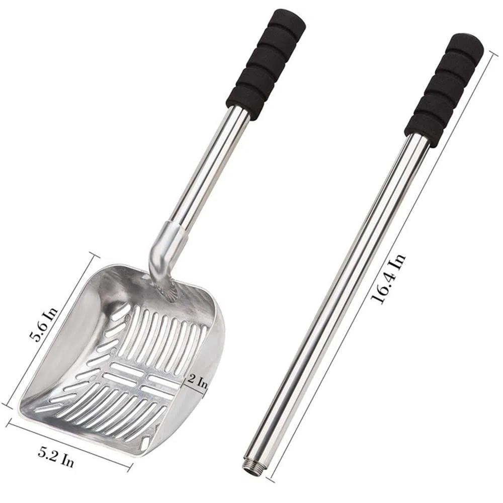 Cuchara De Arena para Gatos De Metal con Pala Profunda Y Mango Largo Tamiz De Arena para Gatos Antiadherente De Acero Inoxidable Desmontable