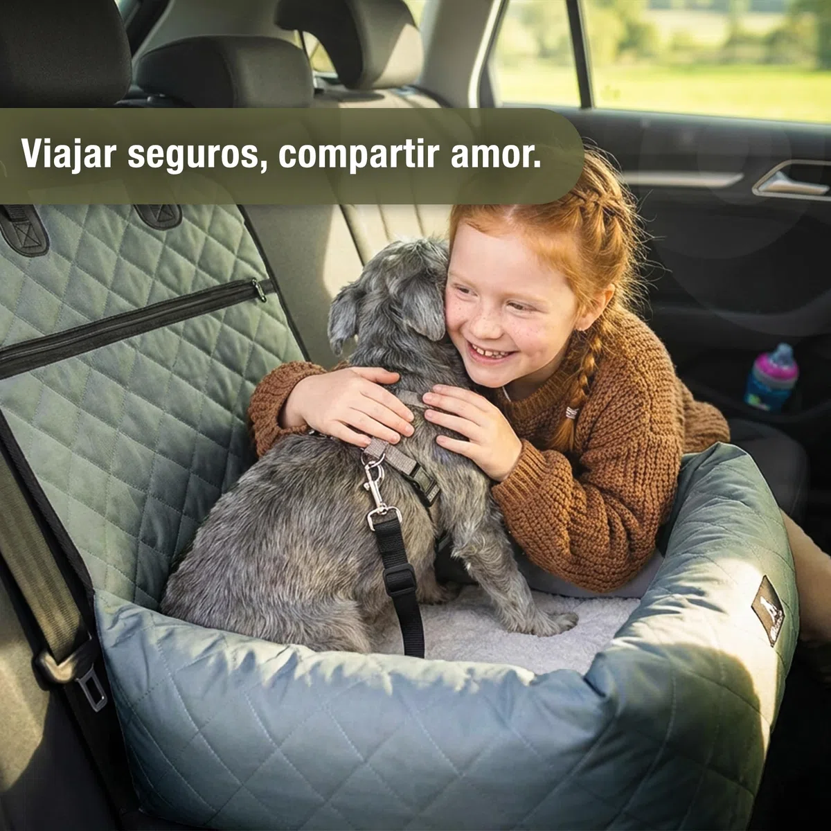 Asiento Coche para Perros, 2-in-1 Cama Perro para Perros Pequeños & Medianos, Funda Lavable e Cojín Extraíble, Tejido Oxford Impermeable Suelo Antideslizante, Silla Mascotas, Color:Gris