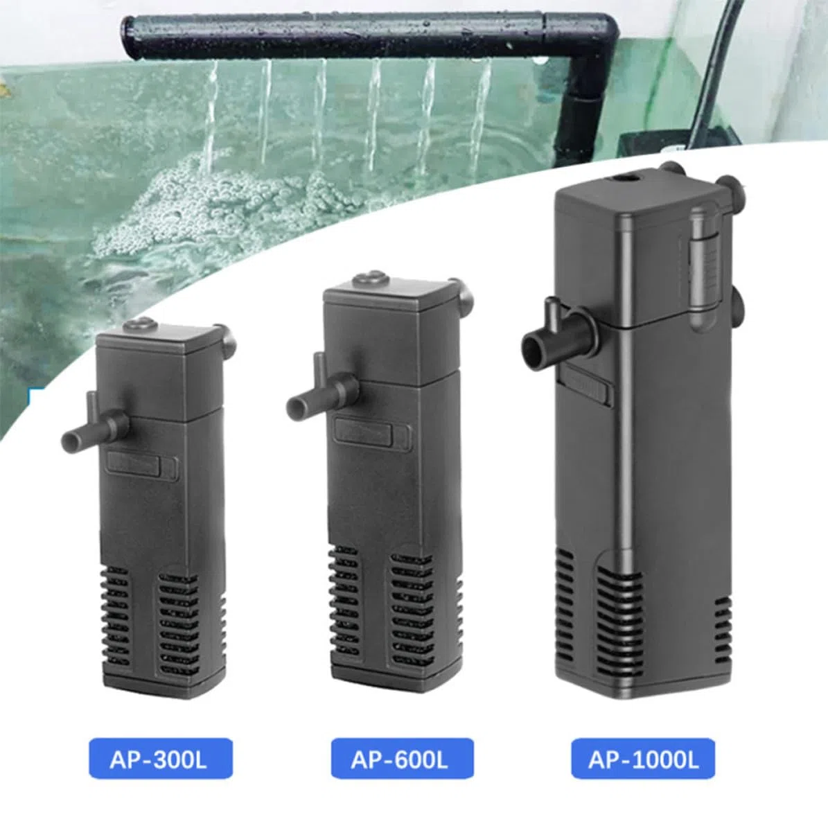 Bomba de Filtro Sumergible para Acuario 22w 1000l/h Negra ABS