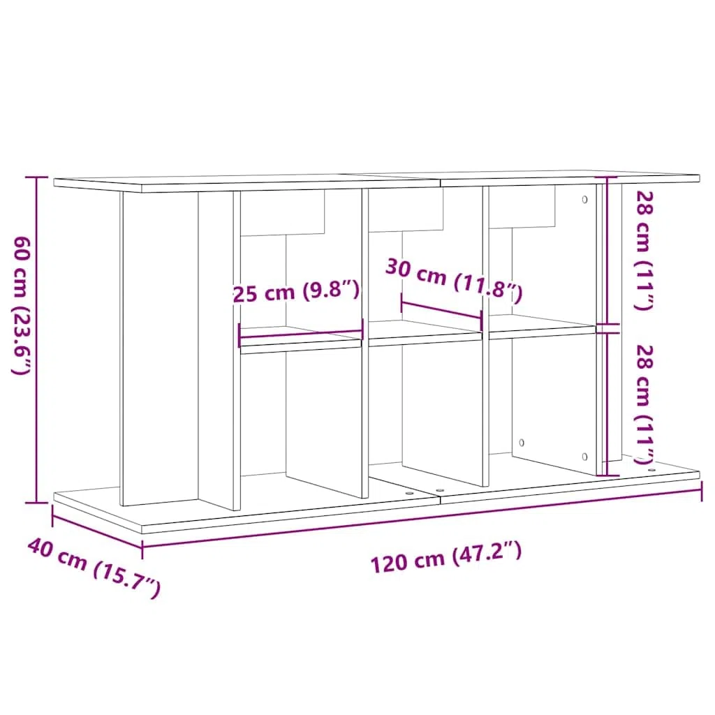 Soporte para acuario, aspecto de madera vieja, 120 x 40 x 60 cm, material de madera con espacio de almacenamiento y estantes, armario inferior estable para acuario, estantería para accesorios