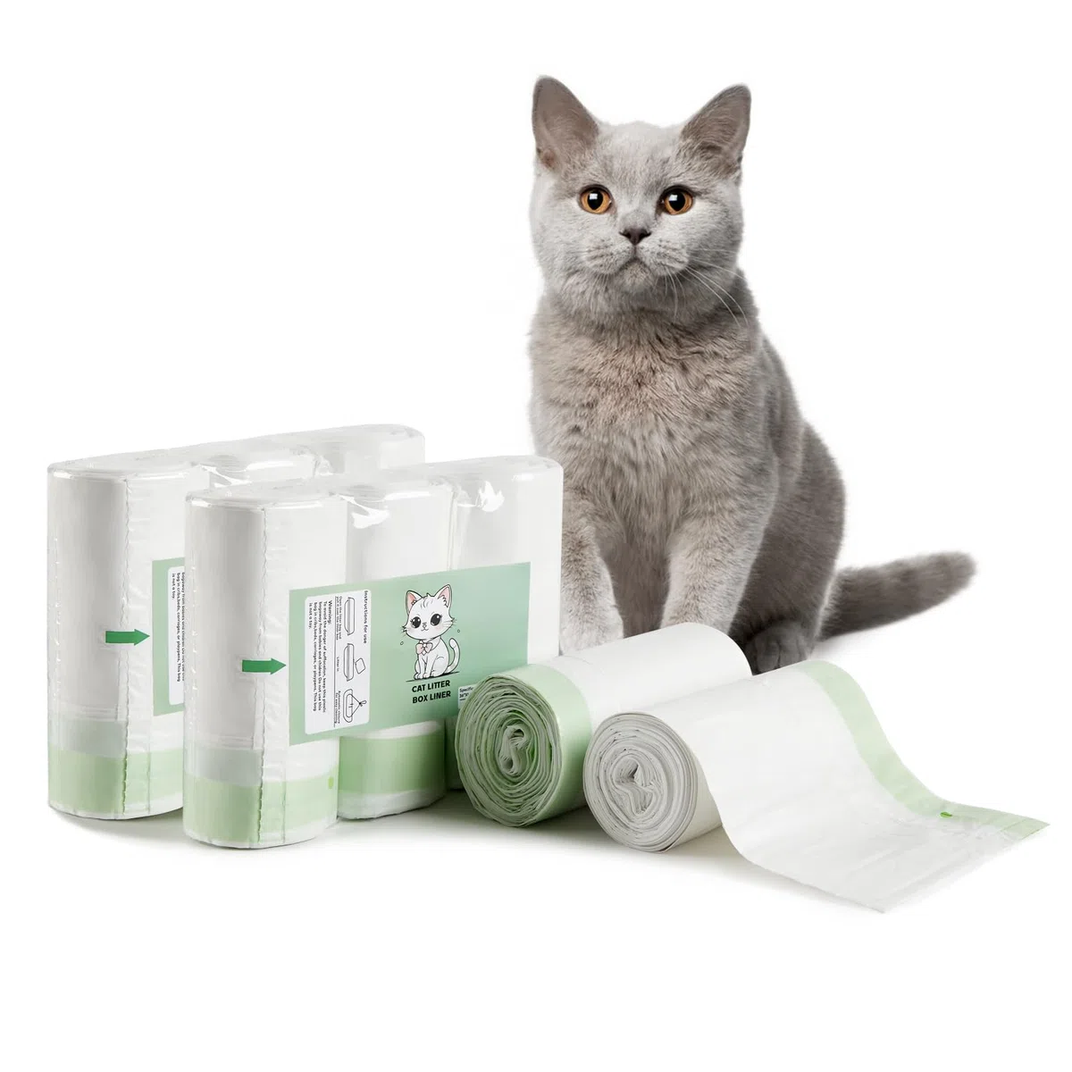 Bolsas de basura para gatos con asas de corbata, grandes, 37 x 17 pulgadas, cordón extra duradero, para caja de arena para gatos, bolsa de arena extragruesa, 36 unidades (paquete de 3)
