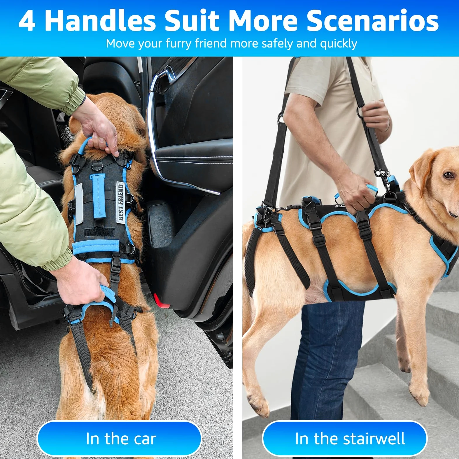 Arnés de Levantamiento para Perros Machos Grandes – Arnés 2 en 1 de Ayuda para Levantar, Apoyo para Las Patas Traseras y Asistencia en Movilidad para Perros Mayores(Negro, Grande)