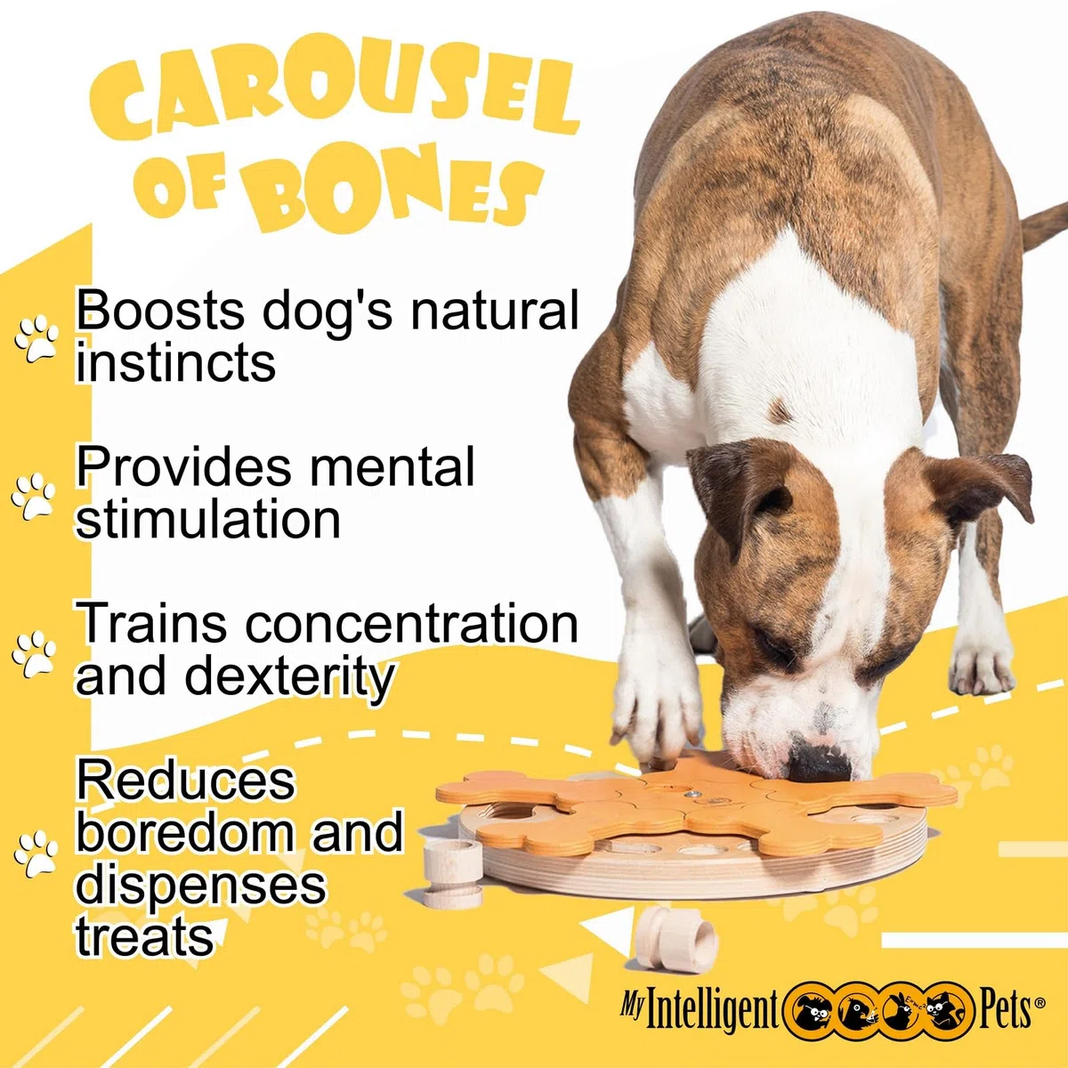 Carousel of Bones Juguete Interactivo para Perros de Madera Juguete Inteligente para Perros | Juguetes de inteligencia para perros Uso mental - Juguete interactivo Perro, Juegos de pensamiento para perros