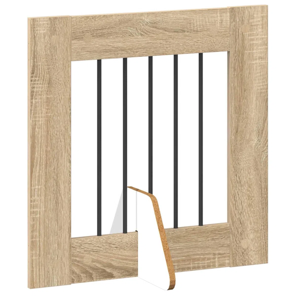 Portería para perros con soporte de madera de roble Sonoma, 241 x 60 cm, plegable, 4 piezas, interior para perros, cachorros, seguridad, protección