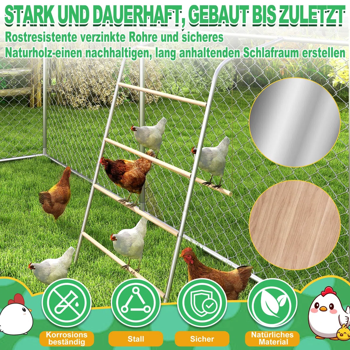 HENGMEI Soporte para gallinas, gran percha para pollos, pollos y gallinas, torre de escalada, escalera para correr, barra de pollo, columpio para aves de corral, juguete para aves de corral, soporte