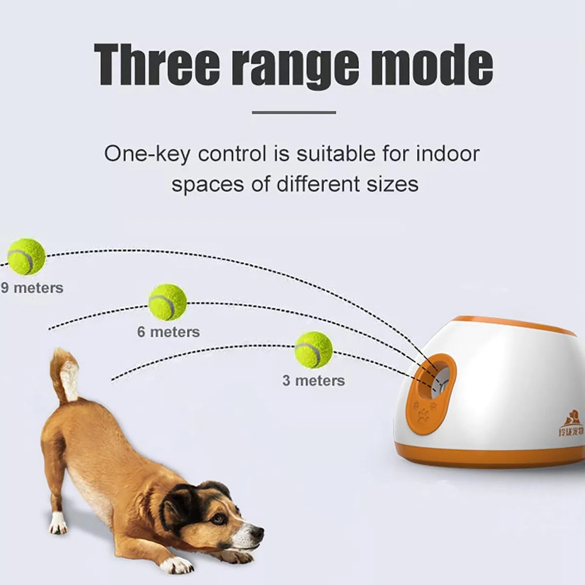 Lanzador automático de pelotas for perros, lanzador interactivo de pelotas for perros, lanzador automático de pelotas de tenis con 3 distancias de lanzamiento (10/20/30 pies), for perros pequeños, med