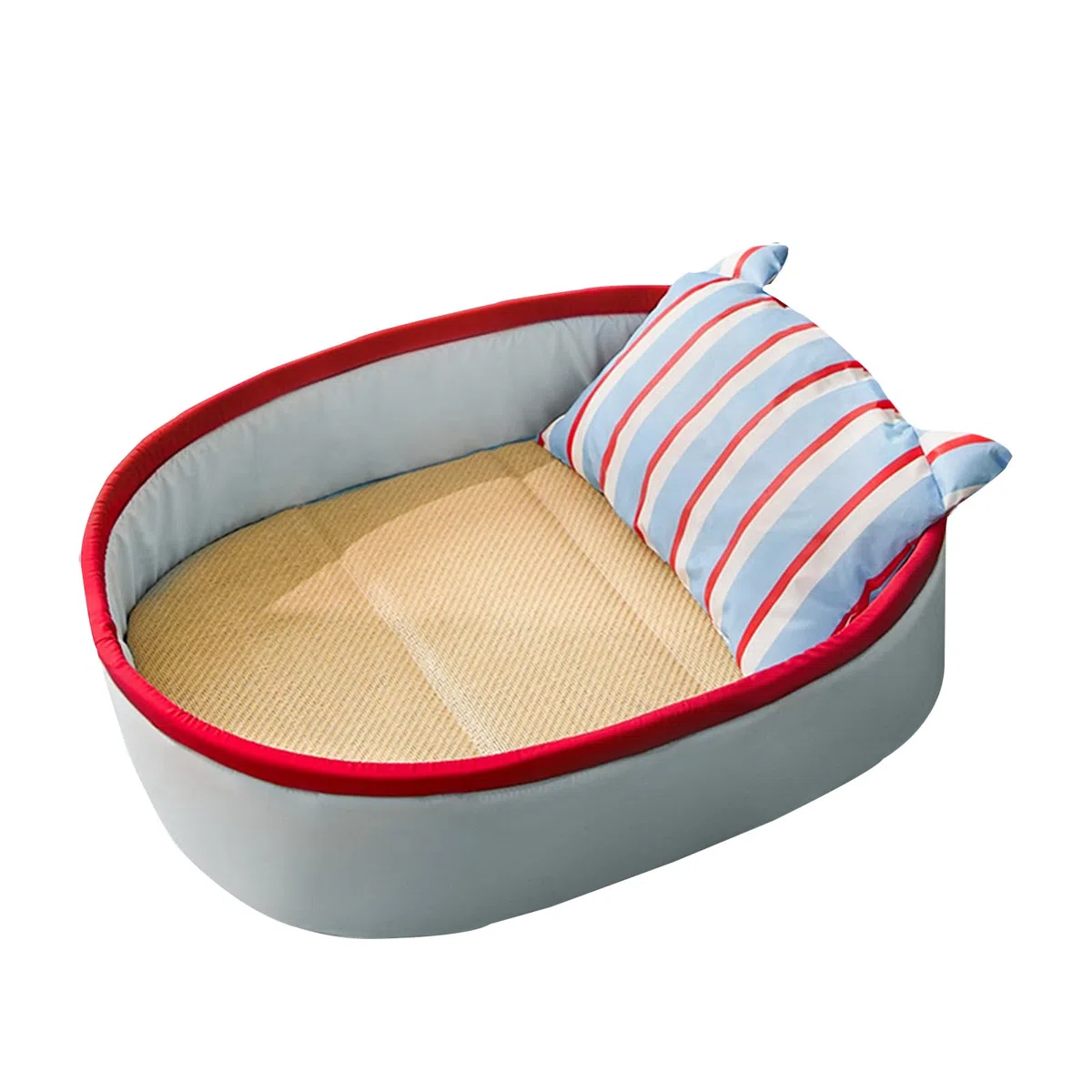 Galatée Cama Refrescante para Mascotas, De Ratán/Tela Oxford, Apta para Todas Las Estaciones, Cama y Colchoneta Separadas, Cama Antideslizante para Gatos/Perros(XL,Azul)