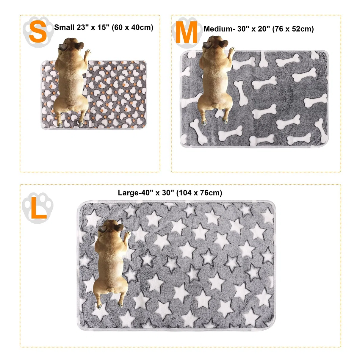 Paquete de 3 mantas para gatos y perros, manta de franela de forro polar suave y cálida para mascotas, gran manta para dormir para cachorros, gatos, perros pequeños, medianos y grandes, linda estrella