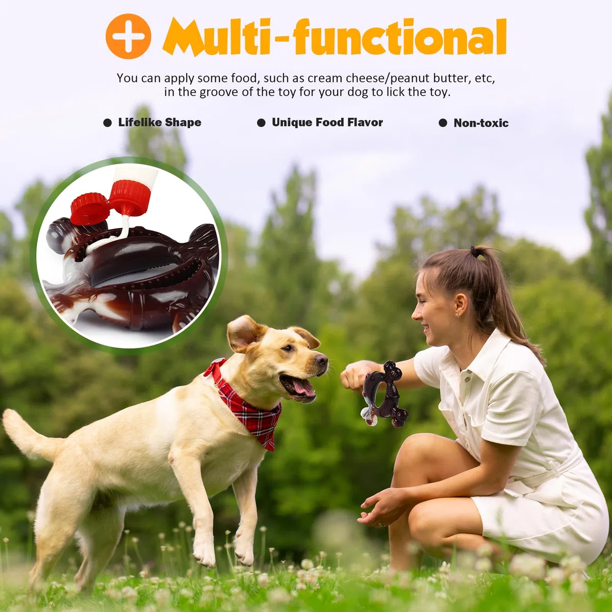 Juguetes para perros, paquete de 3 juguetes indestructibles para masticadores agresivos, nailon resistente y duradero, sabor a leche de tocino real, juguetes masticables para perros de raza