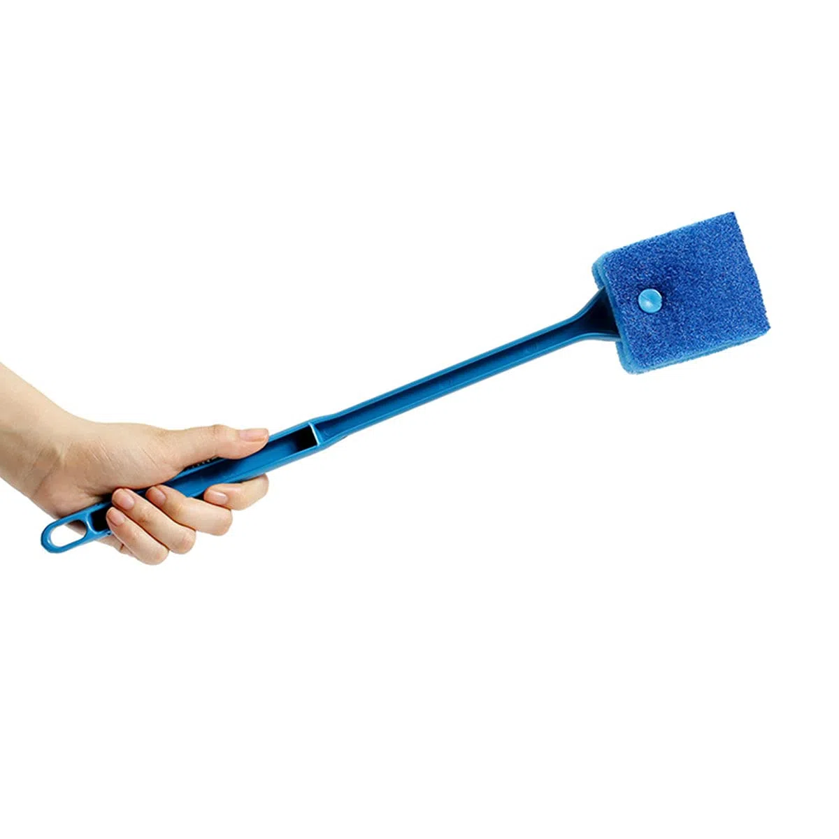 Esponja de limpieza para acuario de doble cara, con mango antideslizante, color azul