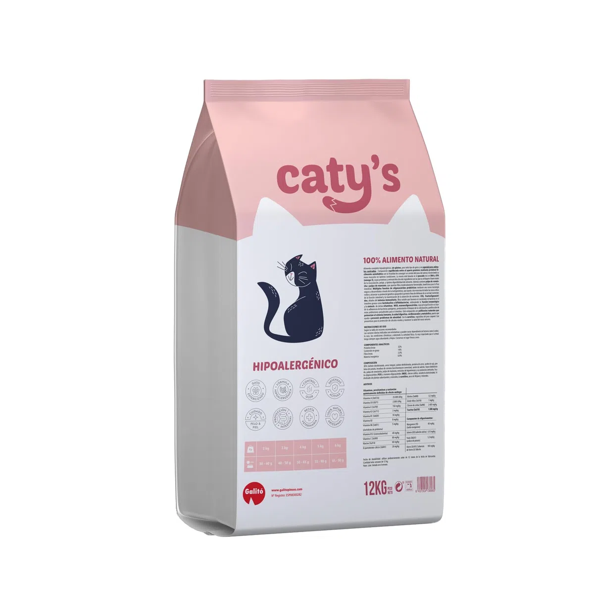 Caty’s Pienso Natural para Gatos Esterilizados 12 Kg - Comida Seca de Salmon – Comida Hipoalergenico de Alta Digestion - Sin Maíz ni Soja - Producto Nacional 100%