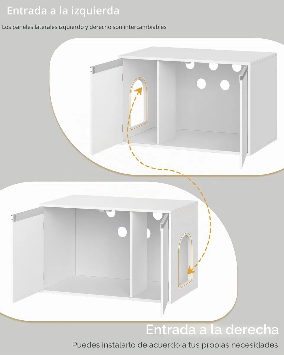 Hzuaneri Mueble Arenero Gatos, Casa para Gatos con Puerta y tabique Separado, 80 x 48,5 x 48,5 cm, Blanco CB01403X