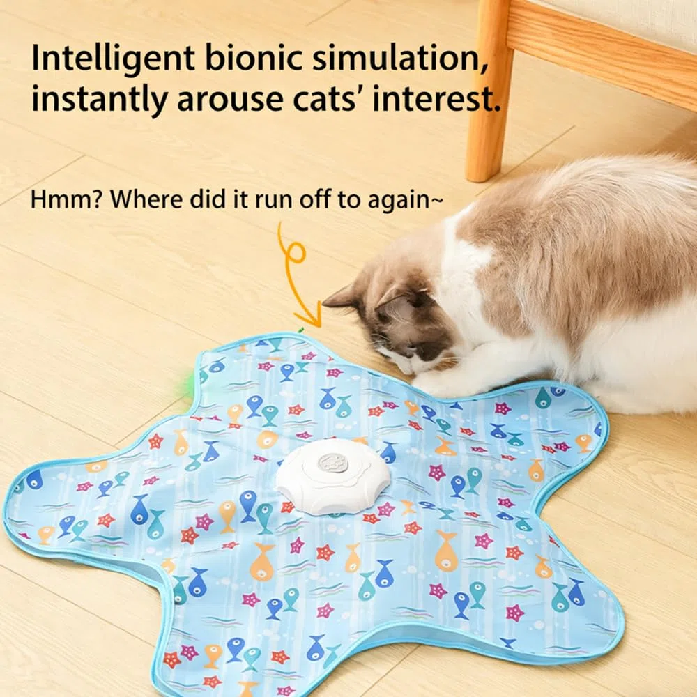 Juguete automático para gatos de interior, plato de juego de caza para esconderse, juguetes interactivos recargables para gatos, plumas ocultas móviles, juguetes de ejercicio duraderos para