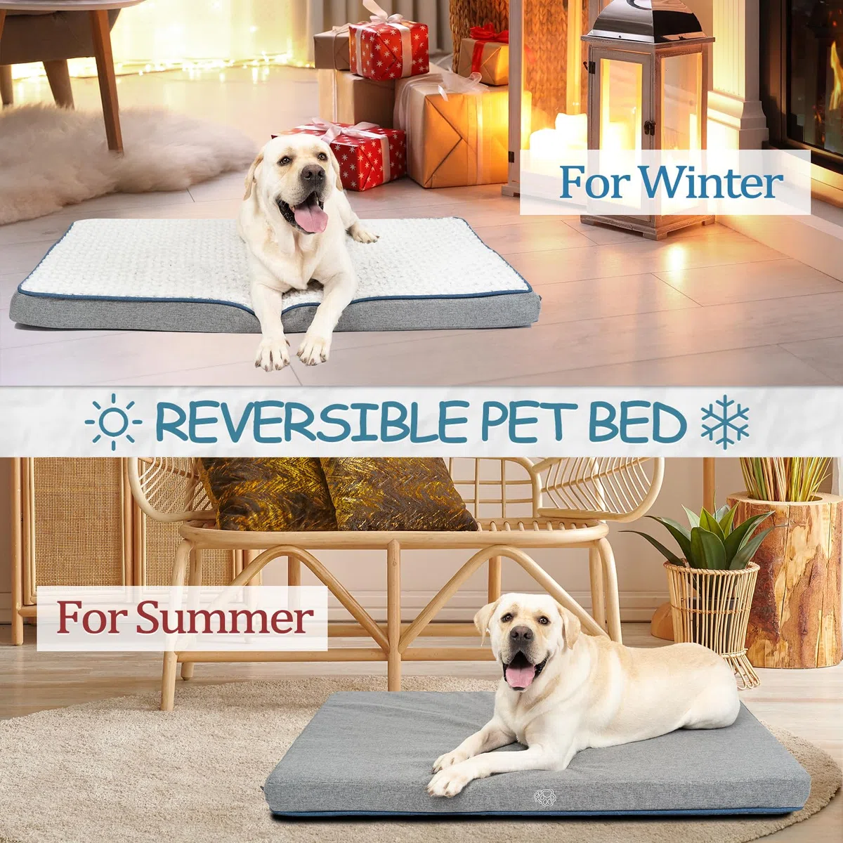 EMPSIGN Cojín para Perro Reversible Desenfundable Jaula, 112x76x7,5cm, Gris | espuma ortopédica alta densidad, fresco/cálido, interior impermeable, lavable en lavadora, para transportín coche