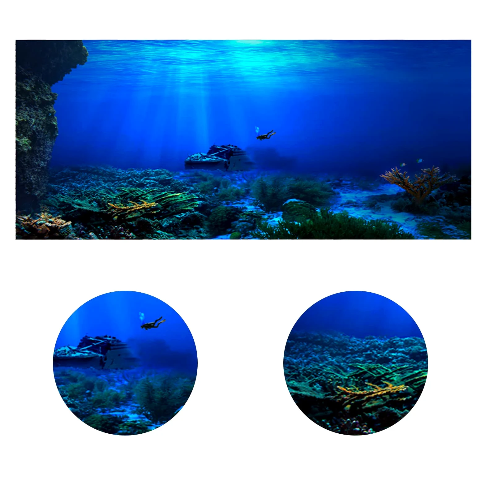 SUNGOOYUE Adhesivo de Fondo para Acuario, Papel Tapiz Autoadhesivo de PVC para Pecera, 24 X 14 Pulgadas, Póster Subacuático 3D, Fácil de Limpiar para Decoración de Acuario en el Hogar y la Oficina