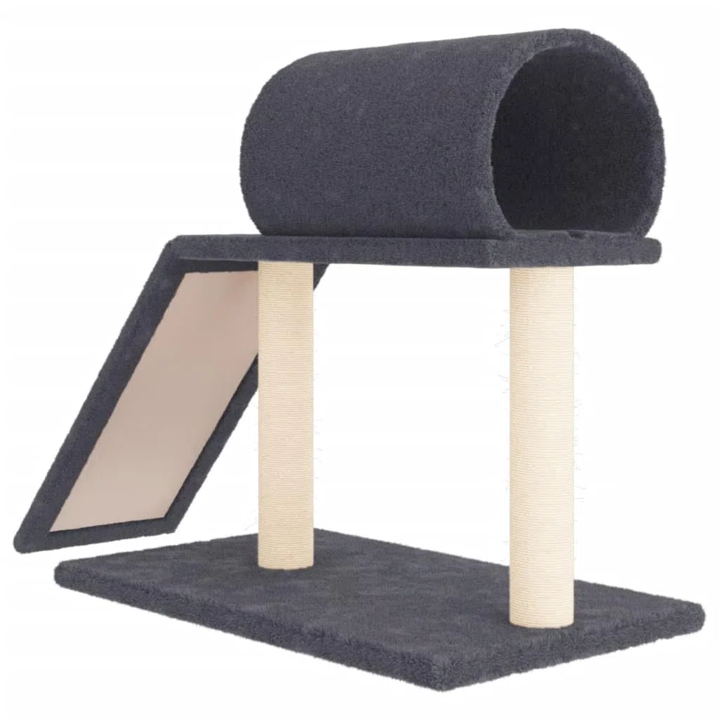 ShGaxin Rascador para Gatos con túnel y Escalera Gris Oscuro 55,5 cm, Rascador Gato, Arbol Rascador para Gatos, Gatos Accesorios, Torre Gatos, Arranhador para Gatos, Casa para Gatos