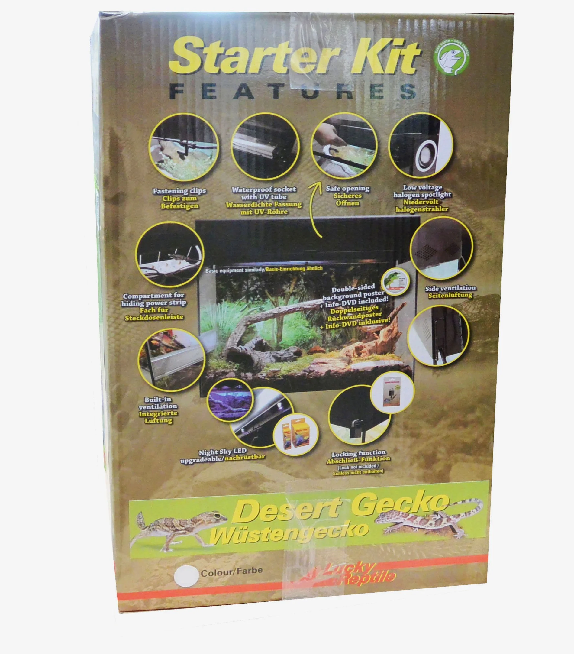 Lucky Reptile Kit de Inicio geco de Arena 50 cm - Set Completo de terrario para gekkos pequeños Kit de terrario para hasta 4 gecos - Set de Inicio lagartijas Color Blanco
