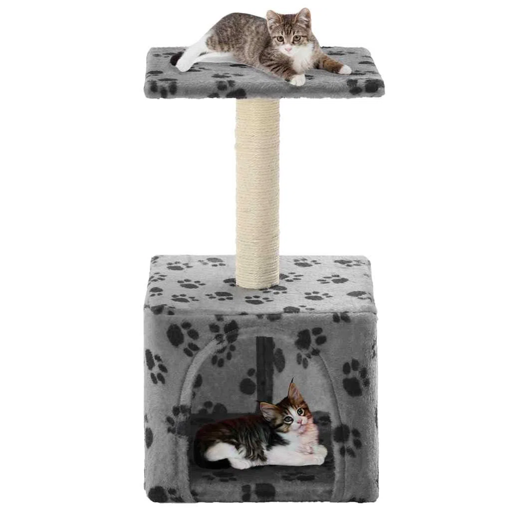 Árbol rascador pequeño de 55 cm con cueva de sisal, color gris