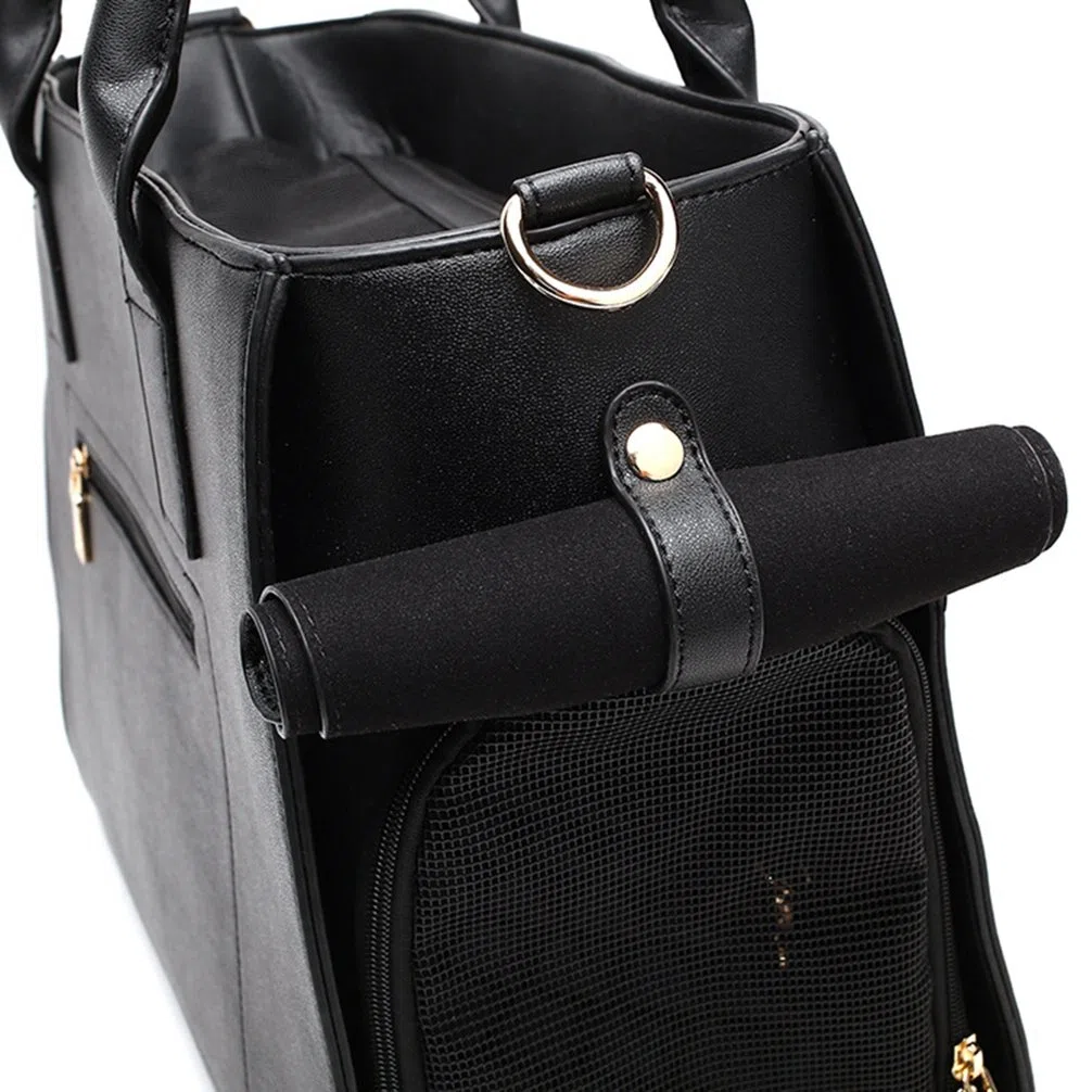 Carrier - Bolso de mano de piel sintética para mascotas, bolsa de viaje de malla para perro, gatito, cachorro