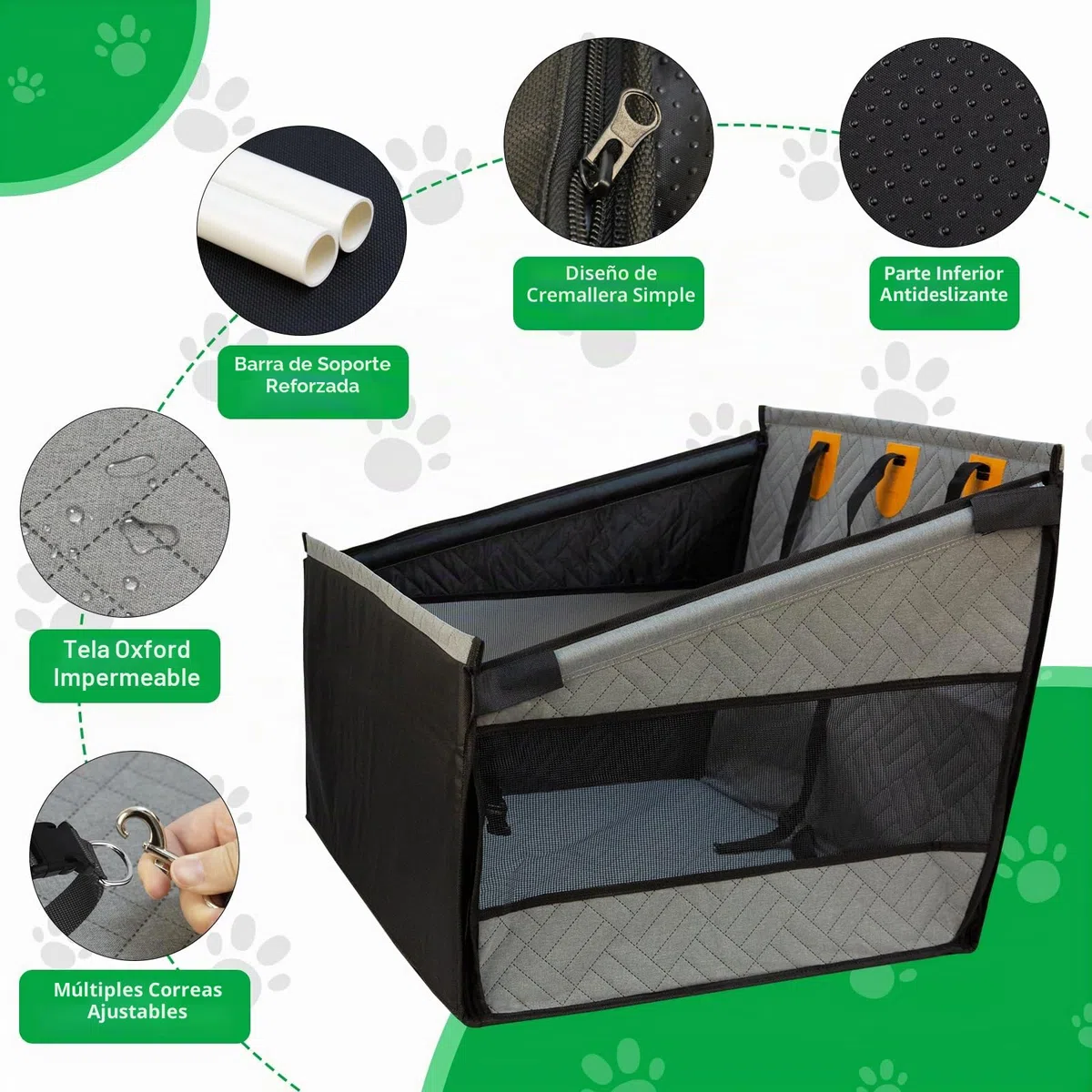 LIROPAU Asiento de coche extra estable para perros de tamaño mediano y grande, resistente a los arañazos con 3 correas de sujeción