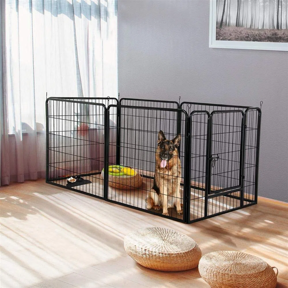 Parque Recinto para perros cachorro conejo roedor valla de metal para ejercicio plegable, 80 x 60 cm (8 piezas)