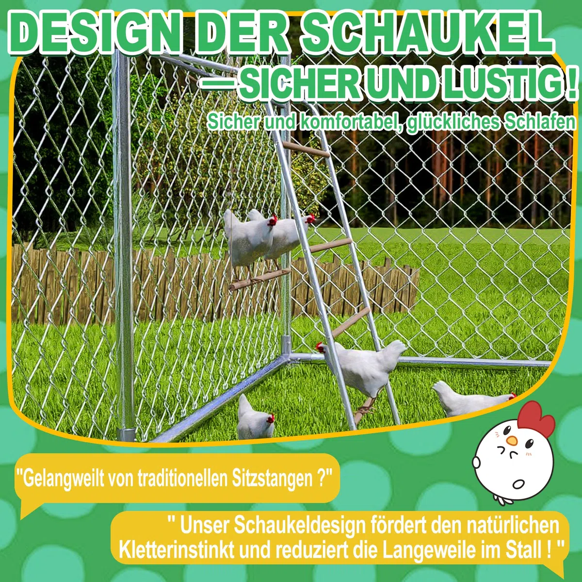 HENGMEI Soporte para gallinas, gran percha para pollos, pollos y gallinas, torre de escalada, escalera para correr, barra de pollo, columpio para aves de corral, juguete para aves de corral, soporte