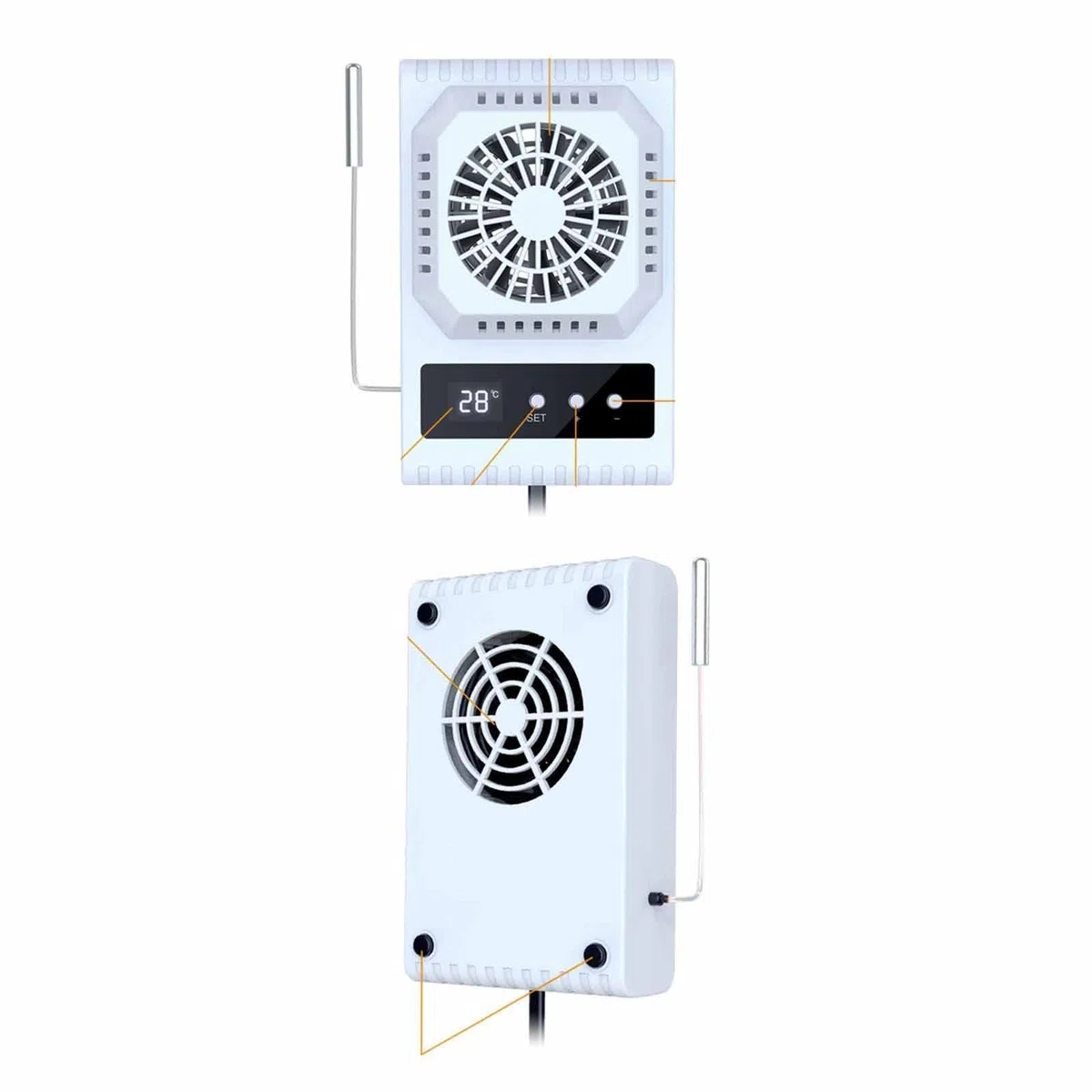 Accesorios para Terrarios con Ventilador, Patas Antideslizantes, Termostato Regulable Y Funcionamiento Silencioso. Ideales para Terrarios de Animales, Blanco, Individual