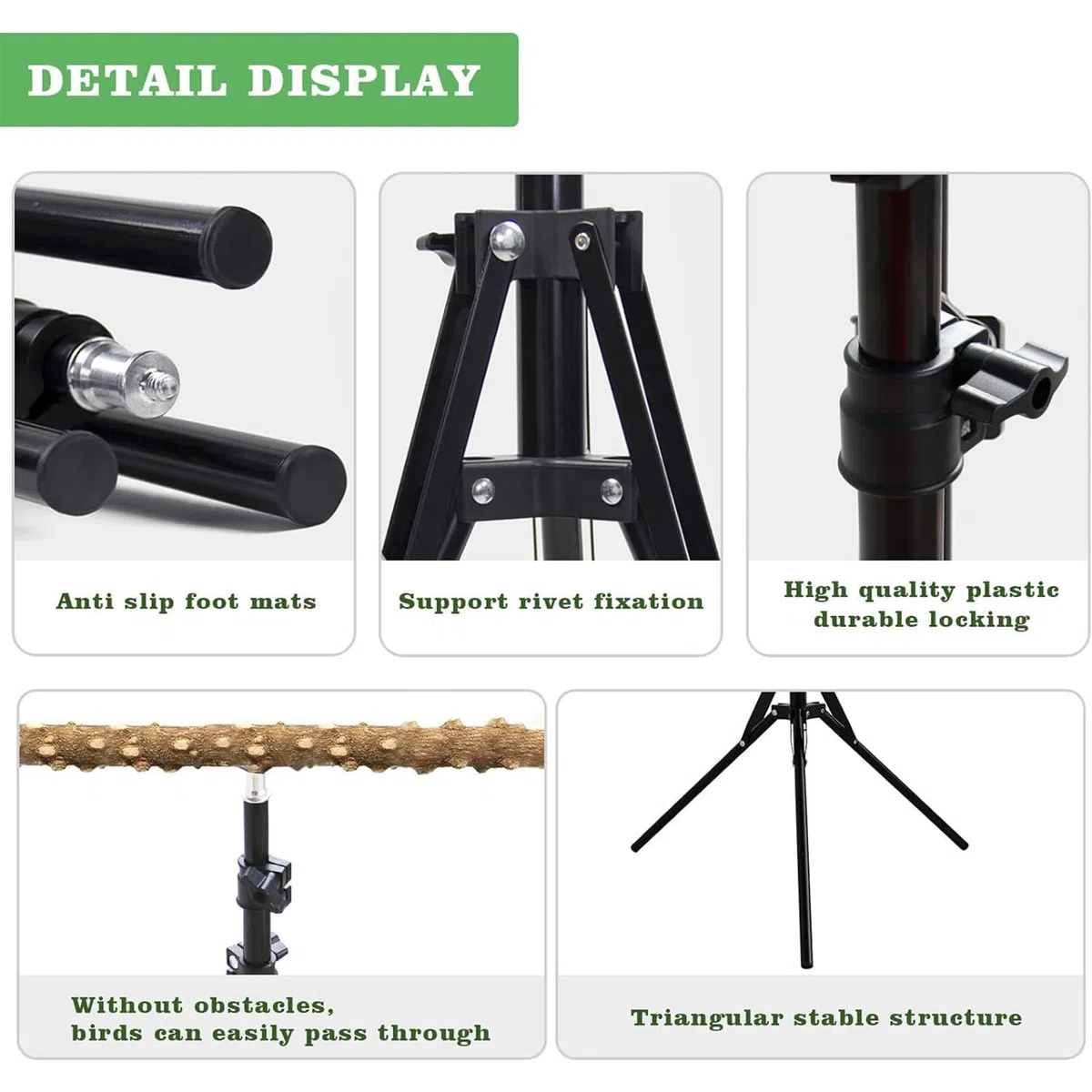 Genérico - Madera 40~157cm | de Perca de Loro de Madera de Pimienta | Natural | Perc?Stand para adiestramiento de Aves Perchas Bir? Ajustables para Loros - MultiusosBir? ?d