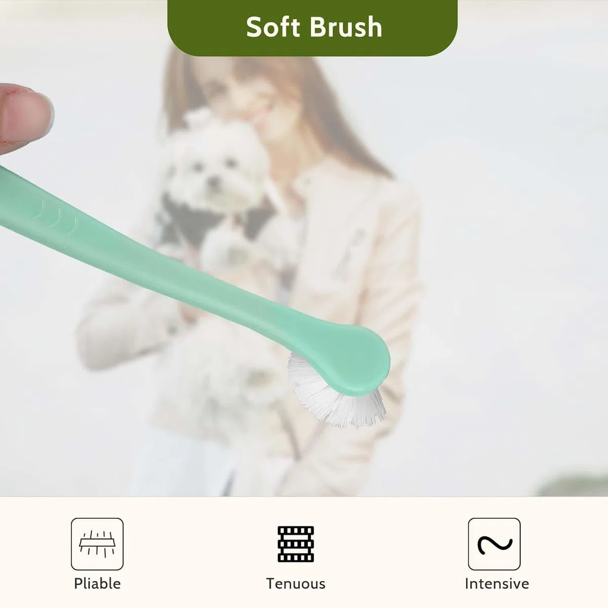 Paquete de 2 cepillos de dientes suaves para mascotas pequeñas, mini cepillo de dientes para perros y gatos con cerdas de nailon suave, cepillo de dientes manual portátil para cachorros