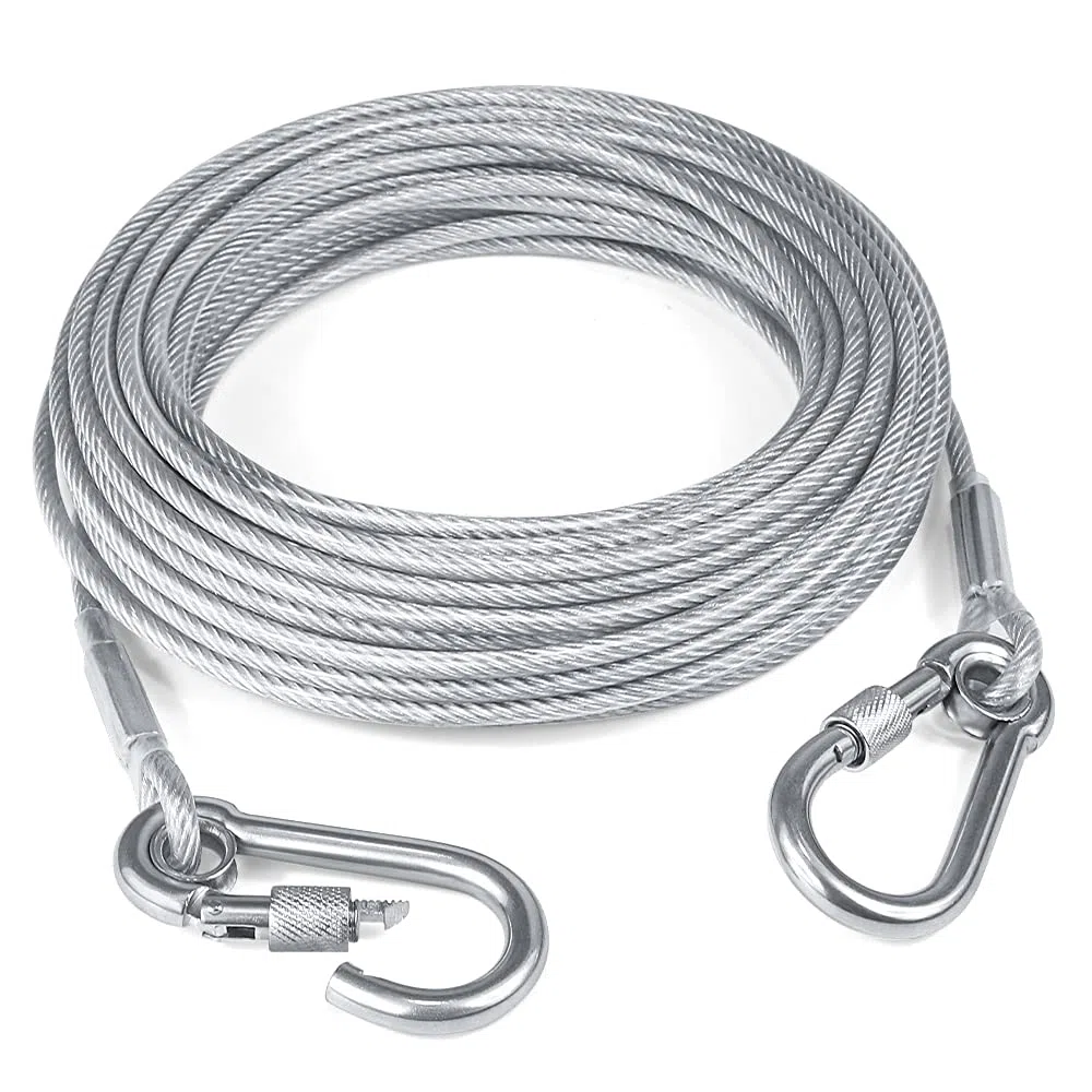 Tresbro Sistema de Trineo Con Correa Para Cable Para Atar a Los Perros, Cadena de Corredor de Amarre de 50 Pies / 15 Metros para Perros de Hasta 250 Libras