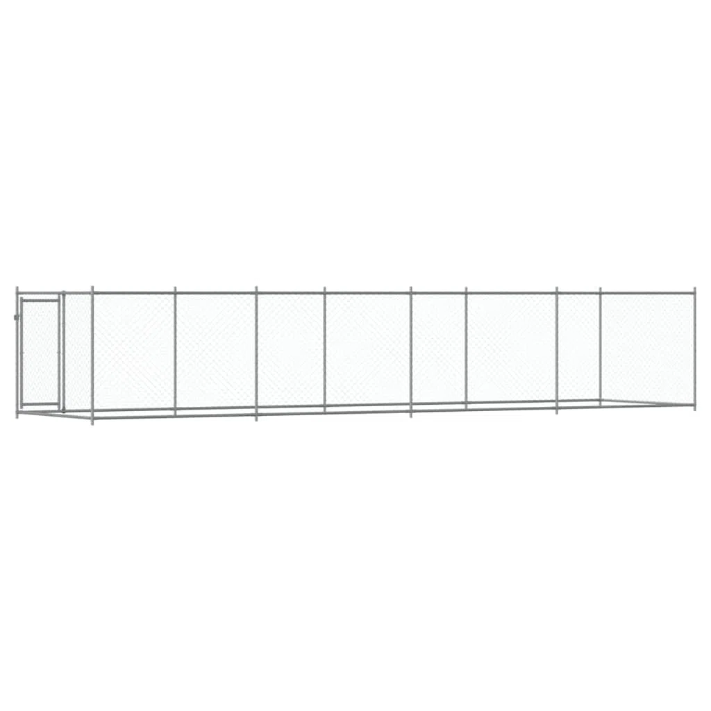 Perrera para perros de acero galvanizado con puerta, 8 x 2 x 1,5 m, para exteriores con rejilla, cercado para cachorros y perros, protección y seguridad en el jardín, patio o terraza