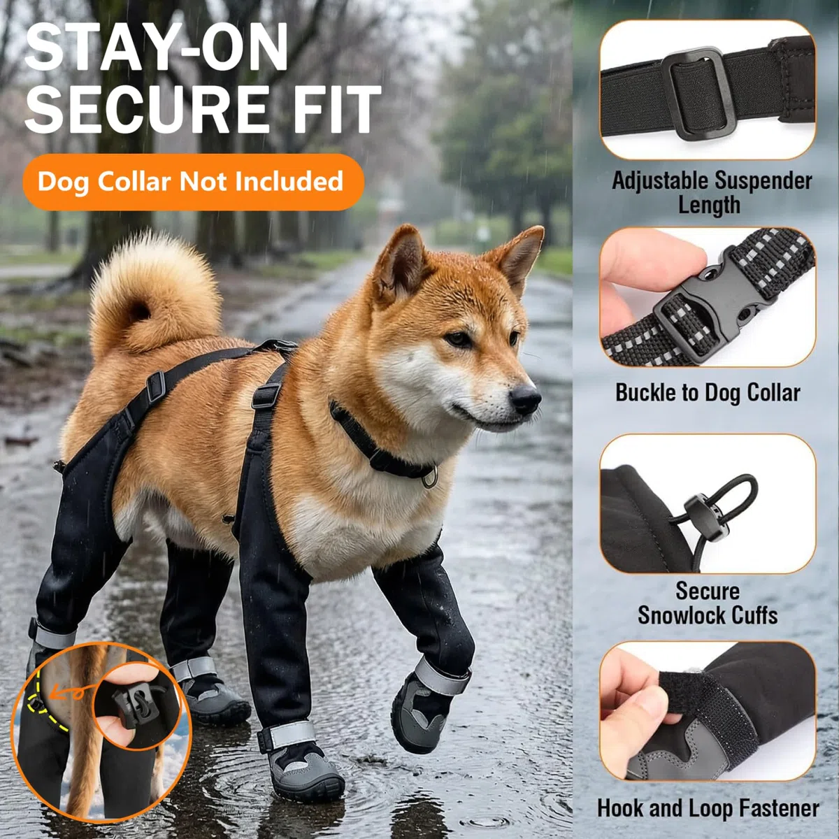 Botas para Perros con Tirantes Botas Impermeables antisuciedad para Perros Pantalones Ajustables Antideslizantes para Caminar al Aire Libre y Protectores de Patas XL