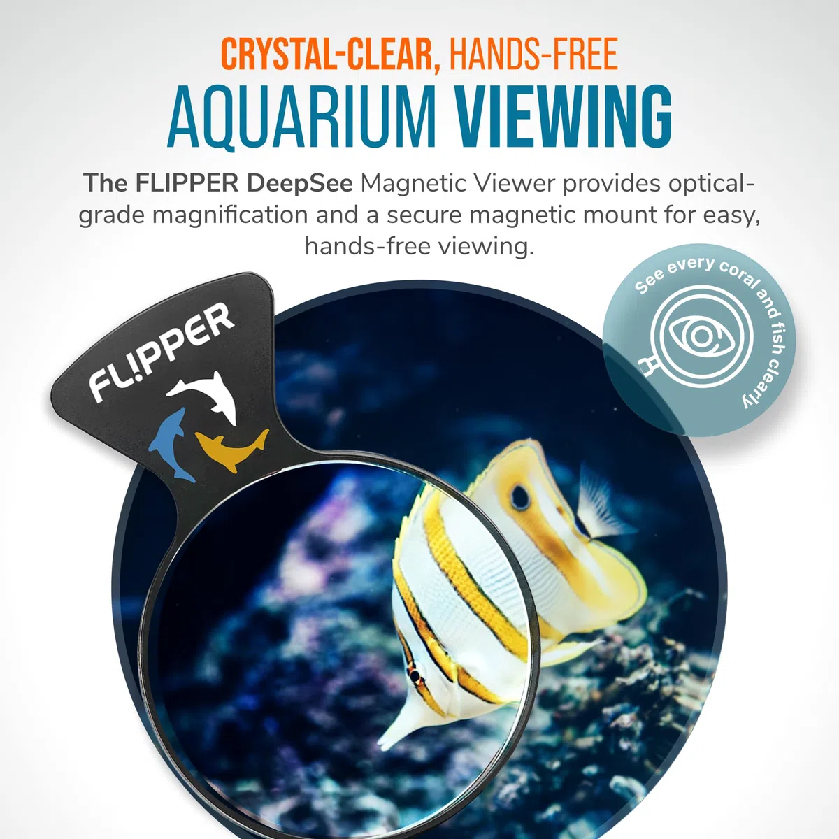 Flipper DeepSee Visor magnético para Acuario – Lupa para pecera de 5 Pulgadas