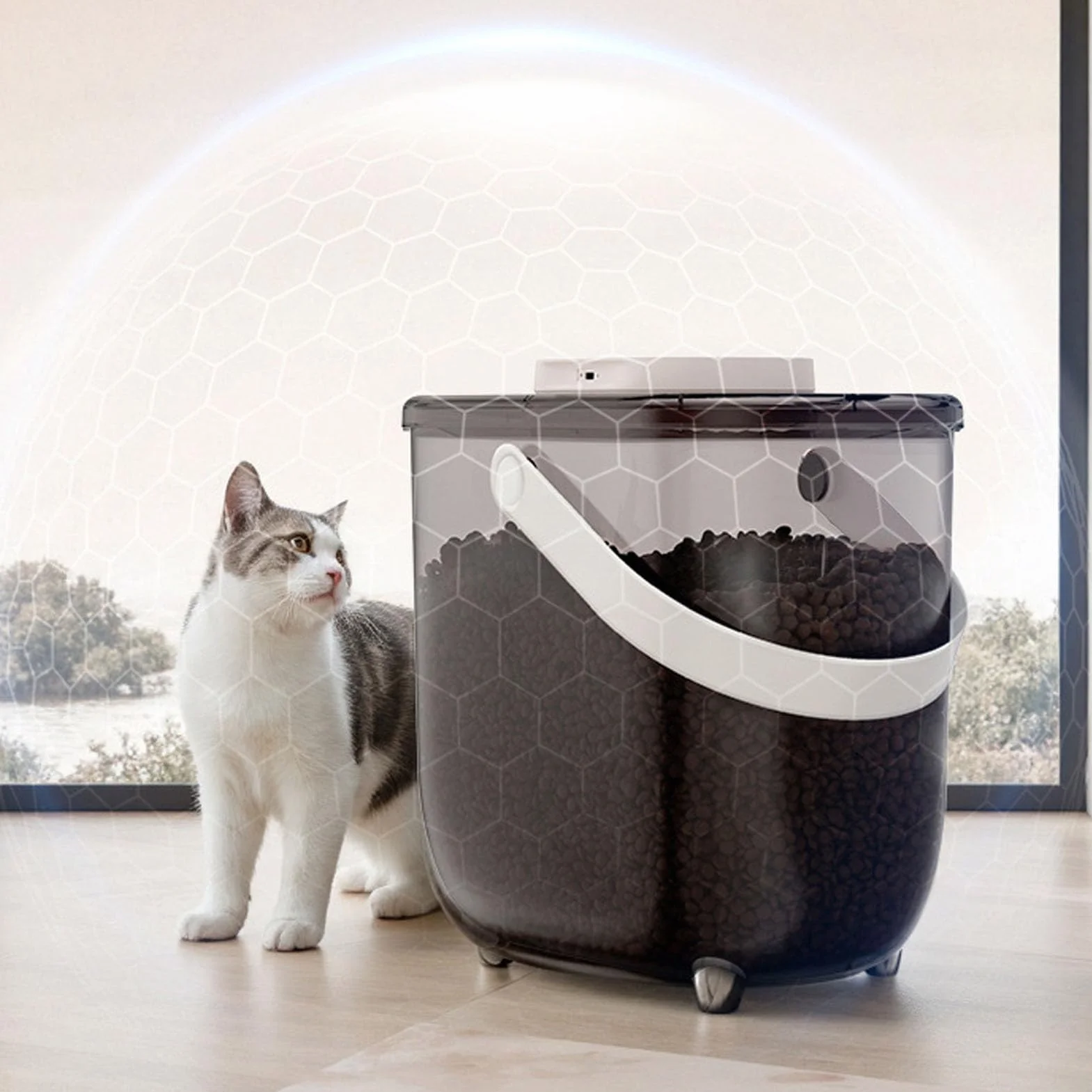 Luocute Contenedor de Comida para Mascotas con Sellado Al Vacío, Contenedor Hermético de Gran Capacidad para Almacenamiento de Alimentos para Mascotas con Tecnología de Vacío
