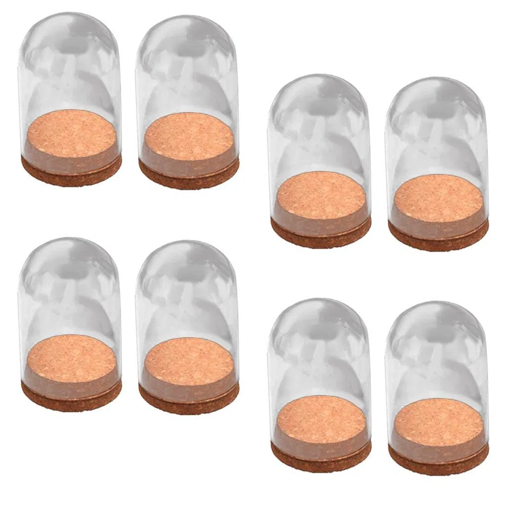 10 Terrarios de Cristal con Tapa de Madera, Ideales como Terrarios Decorativos, Macetas O Adornos para El Hogar Y La Oficina, 8 pcs
