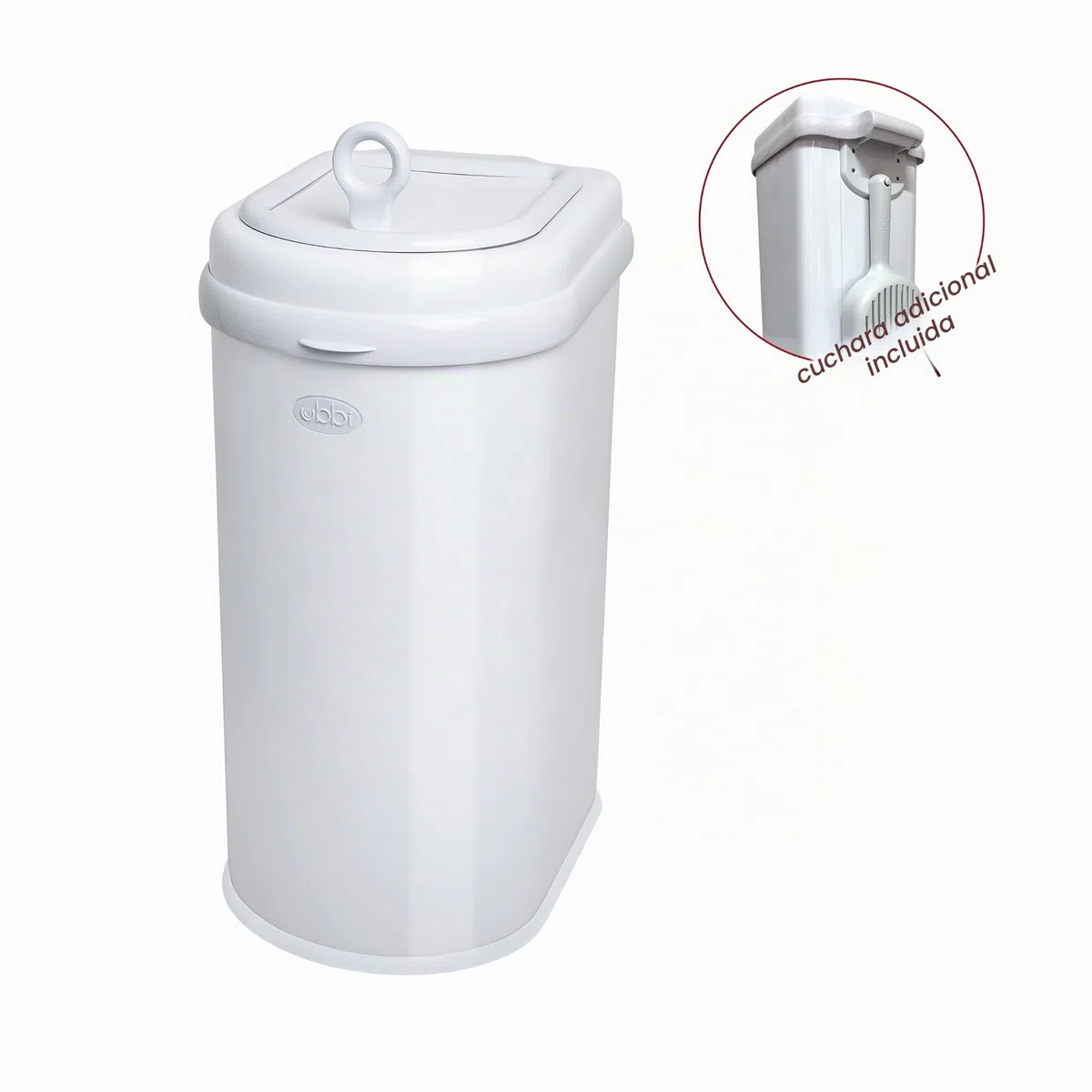 Ubbi Cubo de residuos para mascotas, sistema de eliminación de arena para gatos, bloqueo de olores, color blanco