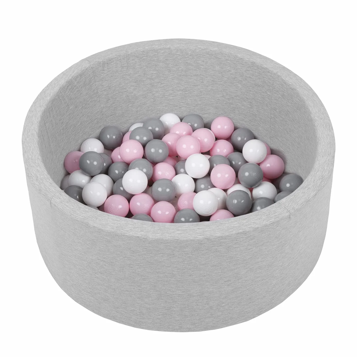 Piscina para Perros De Bolas, Suave Espuma Piscine para Gatos Piscina De Bolas Redonda Mascotas, 70X30cm/150 Bolas, Gris Claro: Blanco/Gris/Rosa Claro