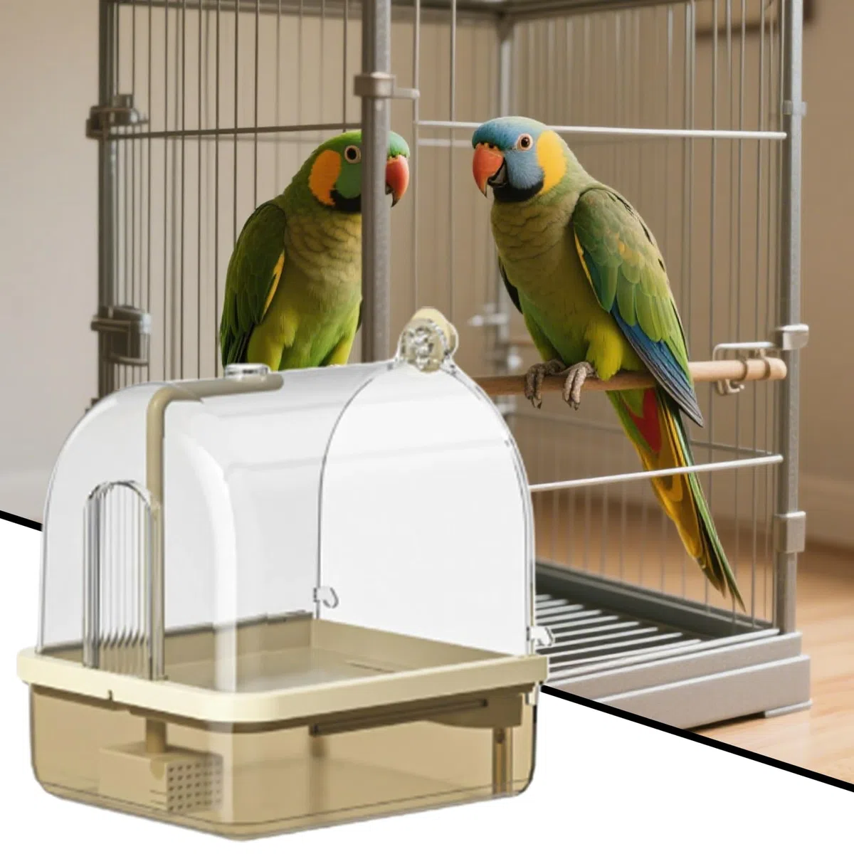 Bañera para Jaulas de Aves Bañera Automática Con Soporte Y Juegos | Baño Para Periquitos De Jaula Adecuado en Aviario Interior, Cría, Viajes, Exhibiciones y Espectáculos