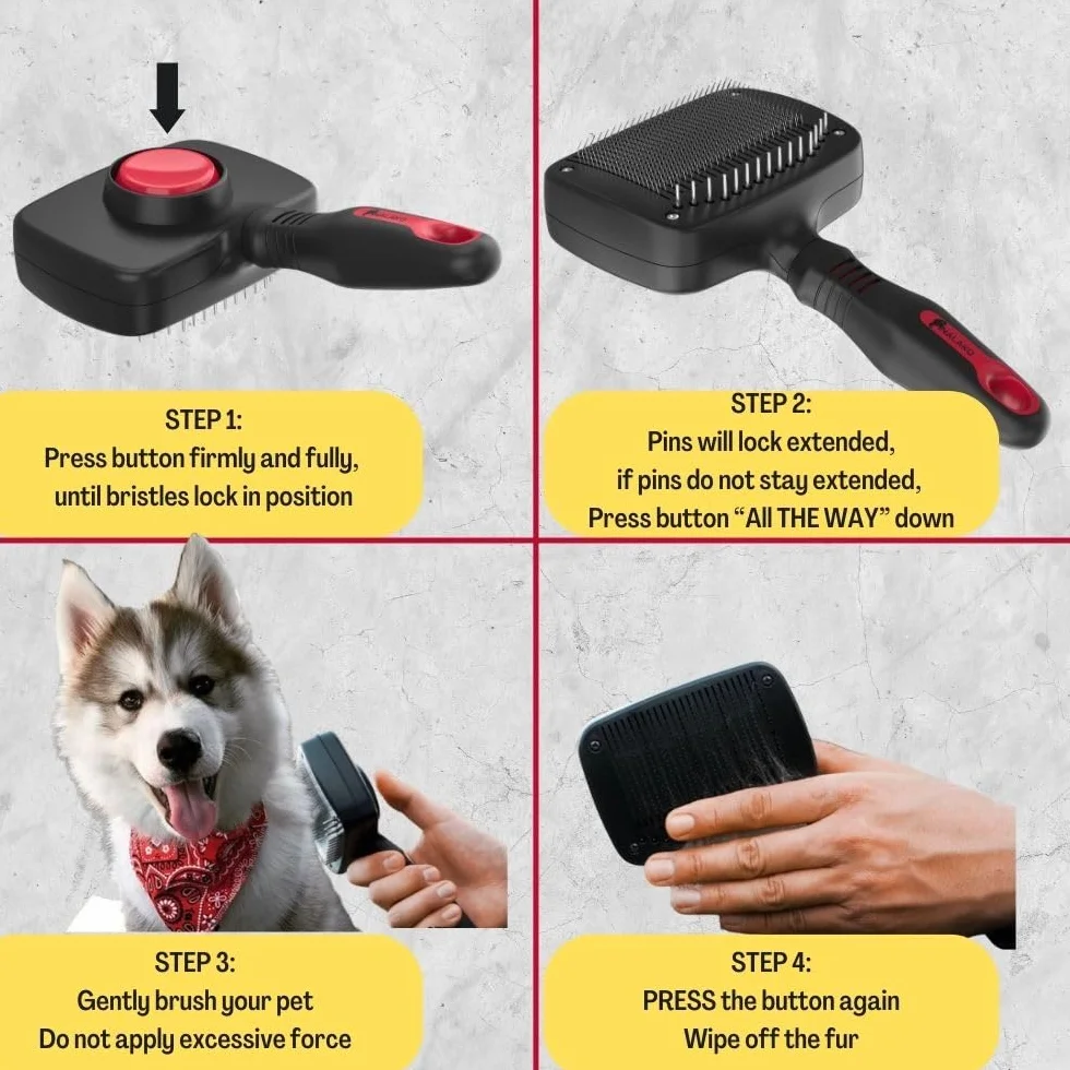 Cepillo de aseo autolimpiante para perros y gatos, peine para mascotas para desprendimiento de cabello, capa inferior y pelaje, combina el rastrillo y el rastrillo de la capa inferior en un