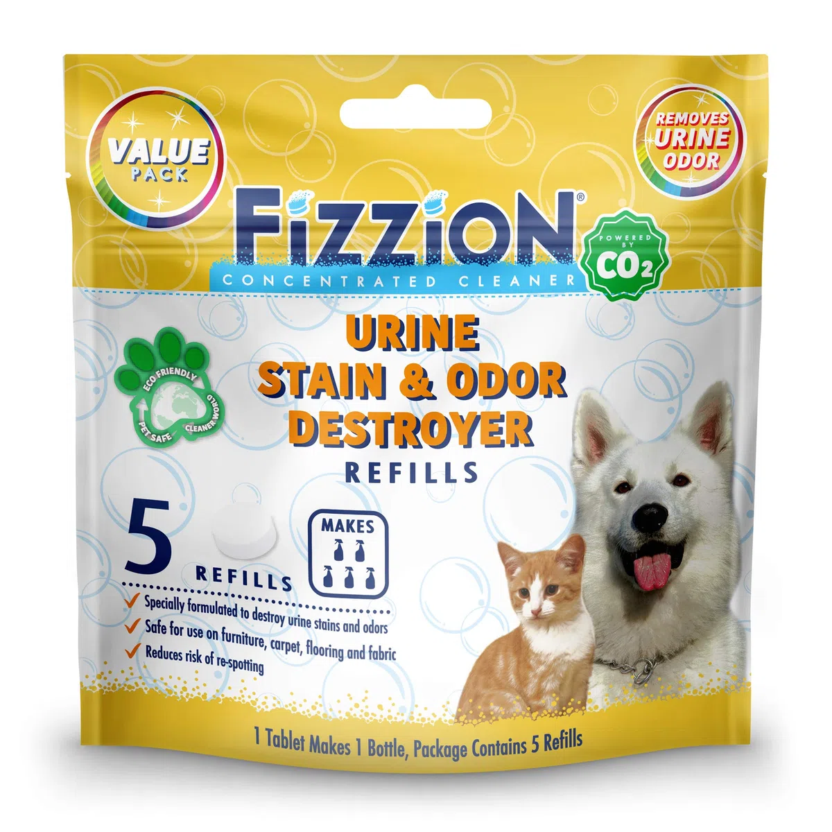 Fizzion Destructor de Manchas y olores de orina para Mascotas (5 tabletas)
