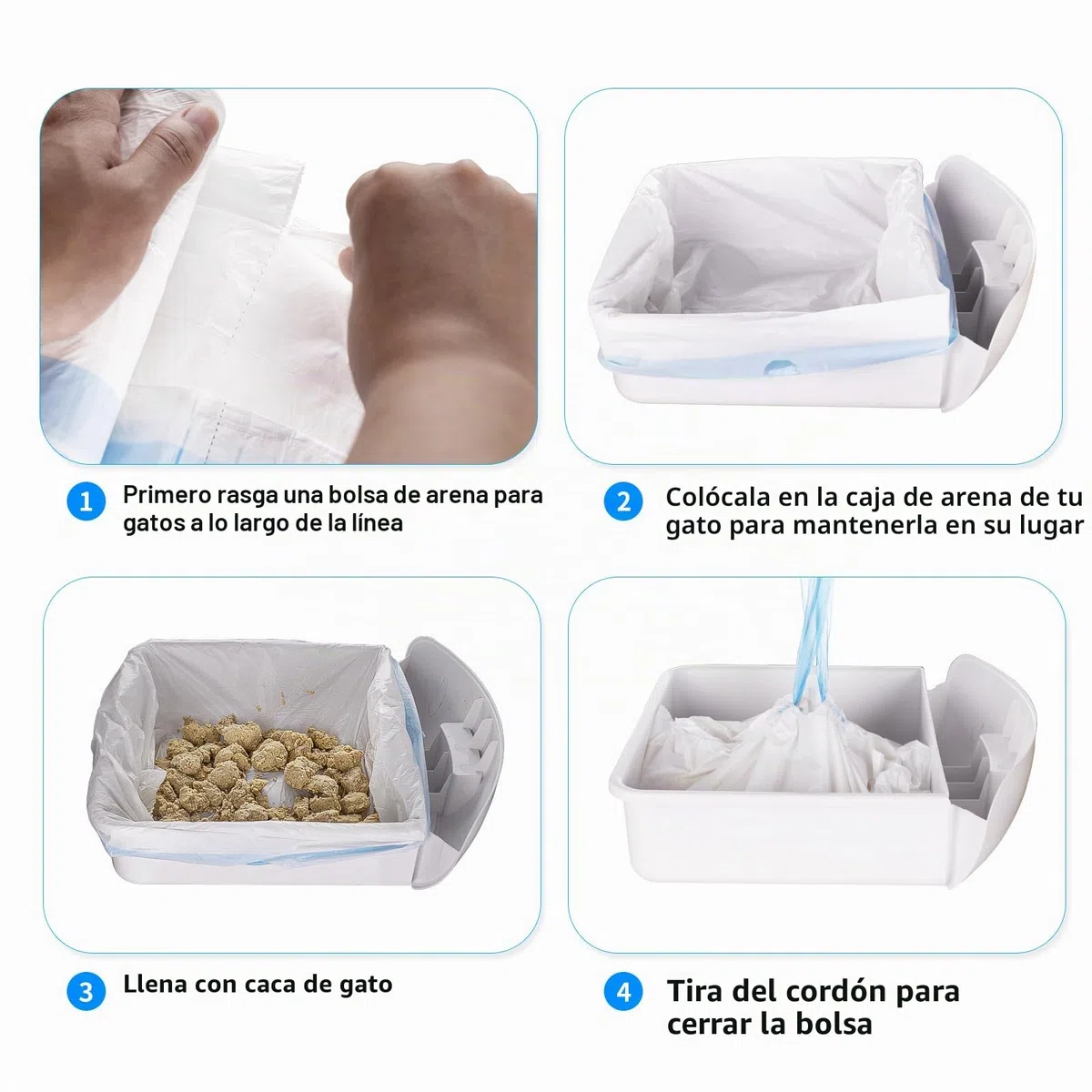 120 bolsas extragrandes para cajas de arena para gatos, bolsas para receptáculos de residuos para gatos Cleanpethome autolimpiante