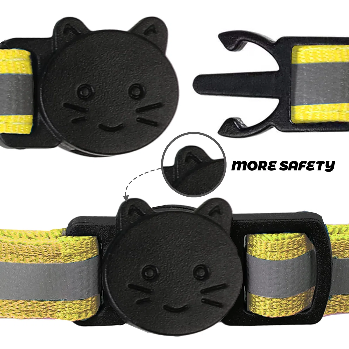 Paquete de 2 collares reflectantes para gatos con campana, collares personalizados para gatitos, collar de hebilla de seguridad ajustable para gatos machos, niñas y niños (amarillo)