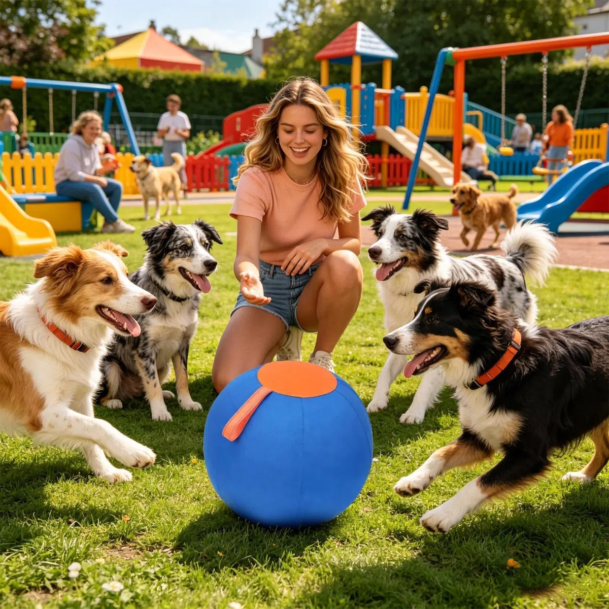Pelota Grande de Pastoreo para Perros Resistente A Desgarros, Inflable, De | Pelota Juego Mascotas Juguete Adiestramiento Canino Deportes al Aire Libre, Jardín Patio y Terraza C