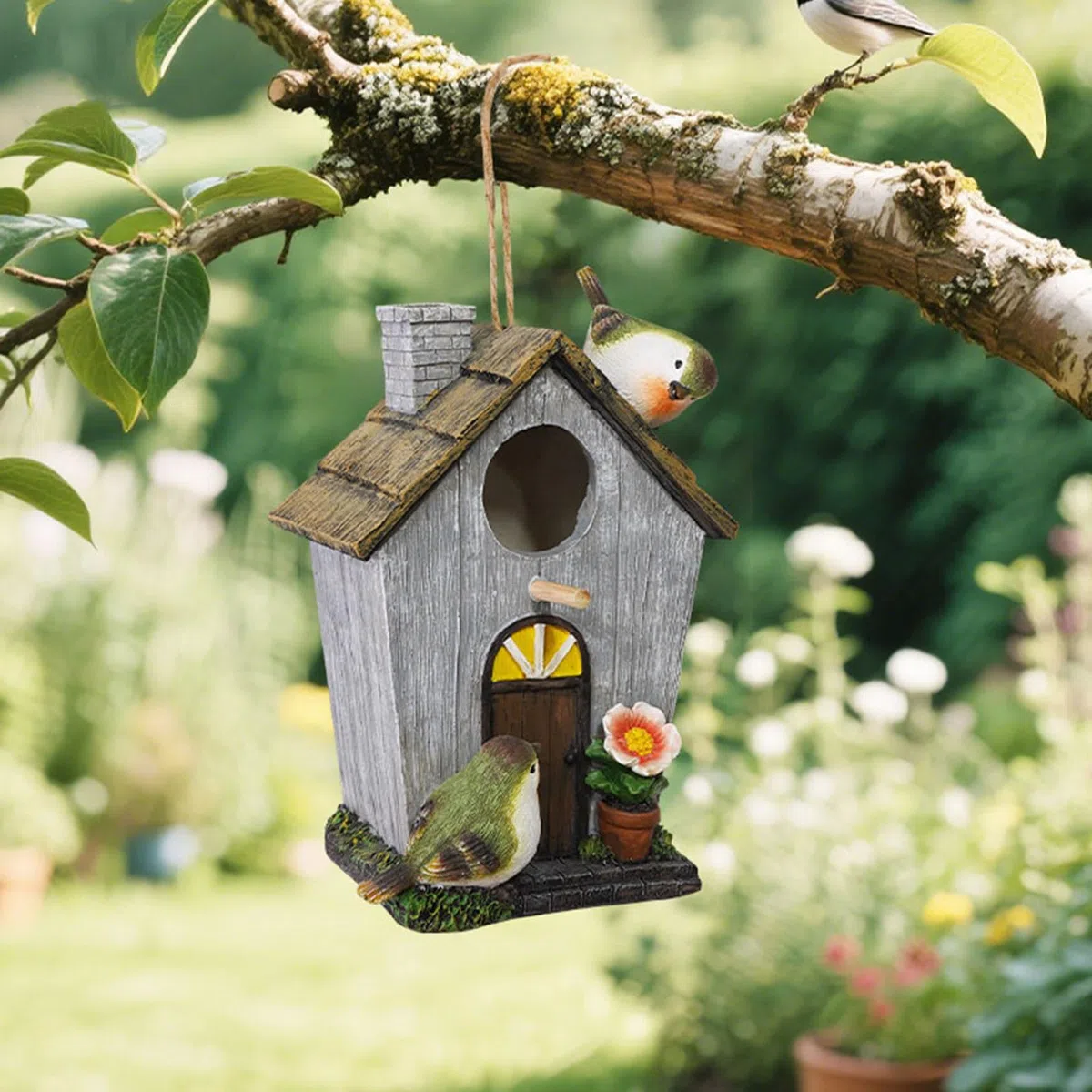 Resina al aire libre Hummingbird Cage Garden Yard Decoration Bird Nest Shelter House for Observation Resin Bird House