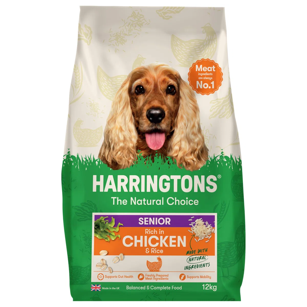 Alimento seco para Perros Harrington's Senior Complete con Pollo y arroz, 12 kg, elaborado con Ingredientes Totalmente Naturales