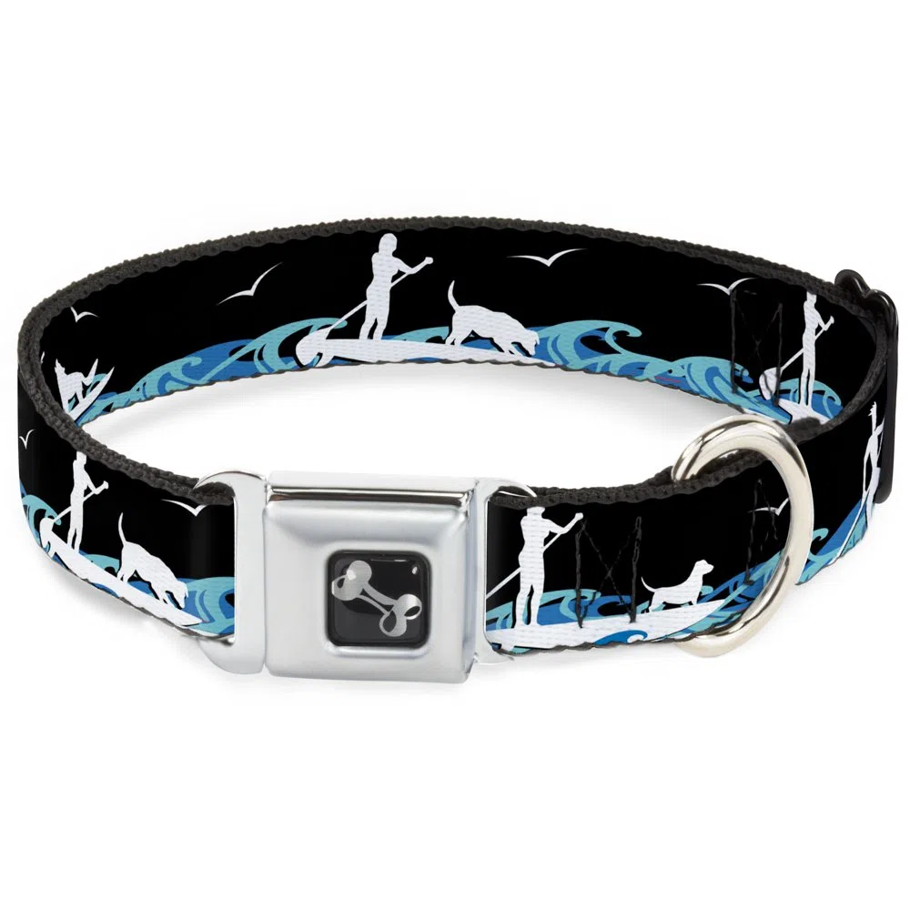 Buckle-Down DC-W37117-WL - Cinturón de Seguridad para Perro, Talla L, Color Negro, Azul y Blanco
