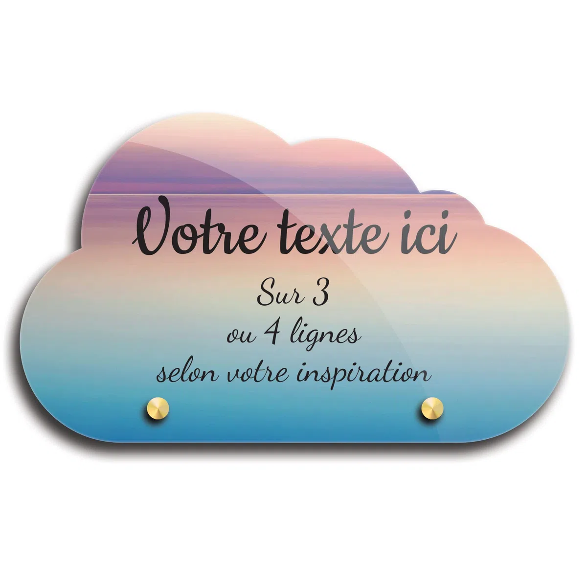 Placa funeraria nube personalizable de plexi con diseño de mar y de sol en diferentes tamaños, grosor de 6 mm, personalizable en varias líneas, 25 x 15 cm