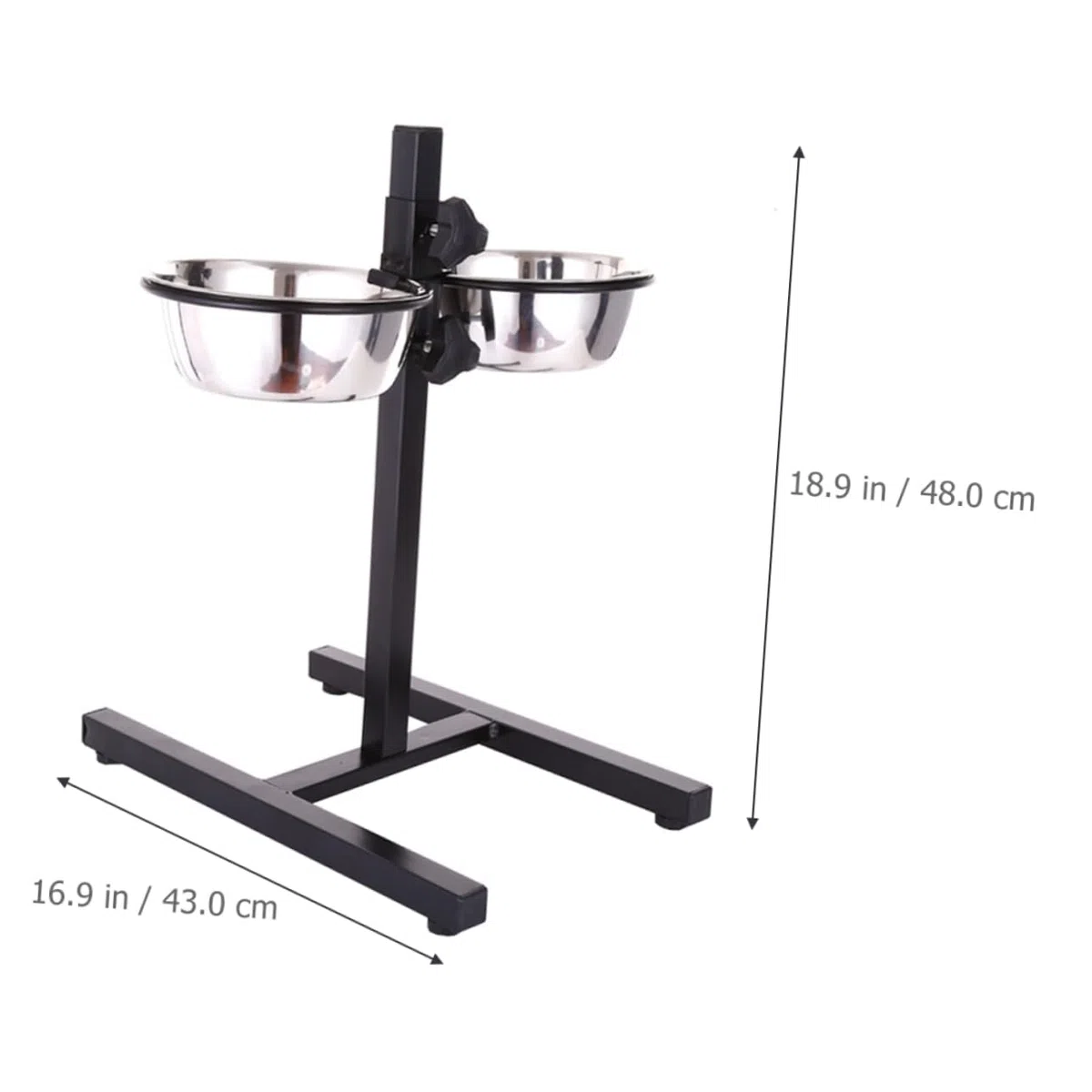 Housoutil Comedero para Perros Elevado 2 Cuencos de Acero Inoxidable, Regulable en Posición, Base Estable para Perros y Gatos