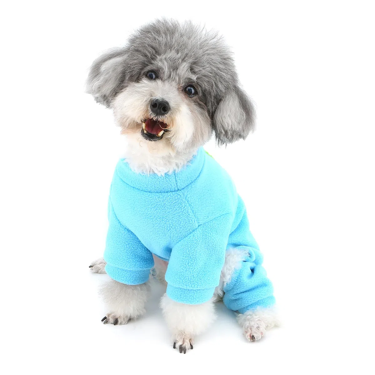 Pijamas de Lana Difusa para Perros pequeños Mono para Cachorros con Anillo en D y Letra Impresa Jersey Suave de Cuatro Patas Pjs Ropa Acogedora de Invierno y otoño Ropa de Dormir para Mascotas Ropa